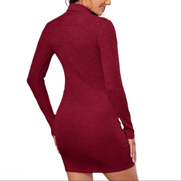 New! red turtleneck bodycon long sleeve dress - Picture 4 of 4